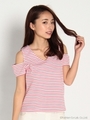 肩オープンボーダーTOPS/レッド