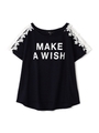 肩レースTシャツ/ネイビー(120)
