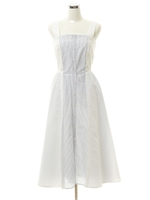 綿麻ストライプワンピース/ホワイト