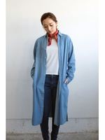 【AZUL by moussy】6.2OZデニムロング長袖シャツワンピース/L/BLU