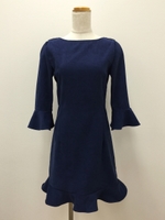 ７分袖スエードワンピース/オレンジ