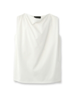 襟デザインノースリーブシャツ/ホワイト系(002)