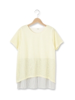 畦編みレイヤード風プルオーバー/ライトブルー(091)