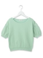 半袖編地切り替えニット/ライトグリーン(021)