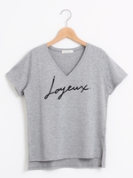 joyeuxプリントTシャツ/グレー