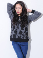 花柄プリントTOP/GRAY