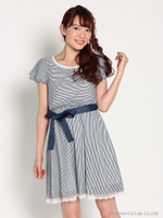 お花モチーフストライプOP　2/コン