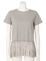【O】フリンジカットTシャツ/GRAY