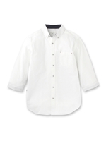 ◆ボーダー切り替え七分袖シャツ/ホワイト(001)