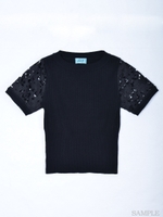 レーススリーブニットプルオーバー/オフホワイト