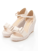 レディリボンウエッジサンダル/アイボリー