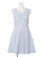 胸ギャザーフレアワンピース/ピンク