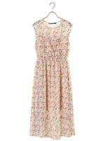 ・レトロフラワーロングワンピース/ベージュ