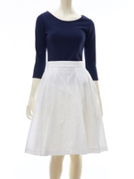 『美人百花5月号掲載』美人百花コラボフラワーレースフレアースカート/ネイビー