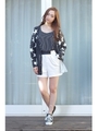【AZUL by moussy】USAフラッグドルマン長袖カーデ/柄BLK