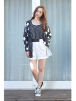 【AZUL by moussy】USAフラッグドルマン長袖カーデ/柄BLK