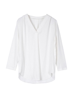 ノーカラーVネックトップス/ネイビー