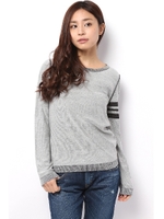 【AZUL by moussy】アームライン長袖プルオーバー/柄NVY