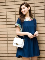 ブラウジングワンピース/ネイビー