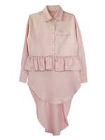 satin peplum shirtone-piece/pink