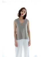 【AZUL by moussy】エアリーコットン片畦ノースリプルオーバー/T.GRY