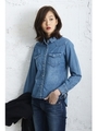 【AZUL by moussy】7ozデニム長袖シャツ/Non Wash