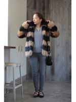 【AZUL by moussy】ロングシャギーフェイクファーブルゾン/BLK