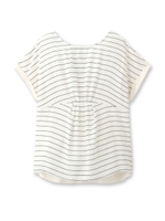 [L]フロントタックボーダーシャツ/ブラック(119)