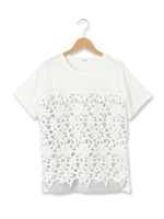 フロント切り替えクルーネックカットソー/ネイビー(093)