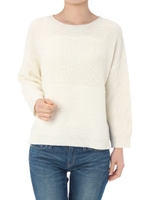 《WEB限定価格》【AZUL ENCANTO】片畦編地切り替えクルーネックプルオーバー/O/WHT