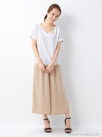 【売り切れ次第終了!!】V/Nトロミ半袖/TOPS/オフクロ/ストライプ