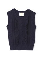 《EDIT COLOGNE》フロントフリルニット/ネイビー(120)