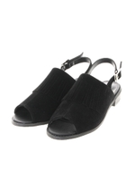 【AZUL by moussy】フェイクスウェードフリンジサンダル/BLK