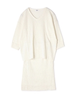 ゆるニットワイドリブセットアップ/ホワイト(030)