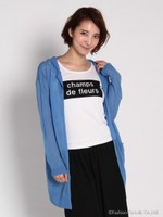 インナー付きフードカーディガン/カーキ