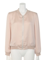 サテンブルゾン(ピンクベージュ/ブラック)/ピンクベージュ