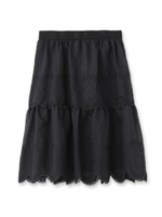 スカラップ刺しゅうロ-ンスカート/ブラック(019)