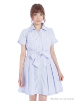 ビジューポケットシャツOP　2/サックス