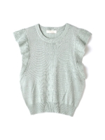 肩フリルノースリーブニット/ピンク(090)