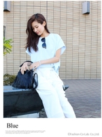 2段ドレープ半袖トップス/ホワイト