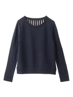 [L]バックシフォン切り替えニット/ブルー系(594)