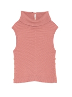 サイドボタンリブニットタンク/PNK