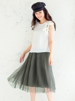 チュールプリーツスカート/オフ