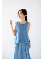 【AZUL by moussy】レーヨンデニムレイヤードプルオーバー/NVY