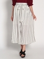 ストライプ共ベルトワイドパンツ85丈/シロ