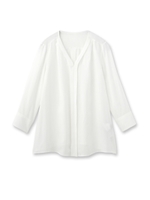 ローンノーカラーブラウス/ホワイト(001)