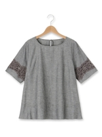 袖レースシャツ/ネイビー(093)