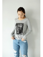 【AZUL by moussy】カップルフォトロンT/O/WHT