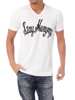 【AZUL by moussy】Hungry刺繍タックフライスVネック半袖T/T.GRY