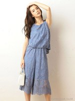 裾スカラップレーススカーチョ/ネイビー